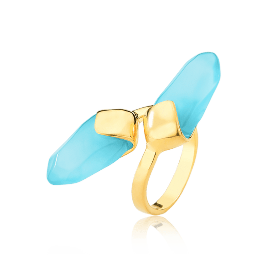 Anel Difluence - Ágata Azul Céu Semijoias de luxo e design exclusivo