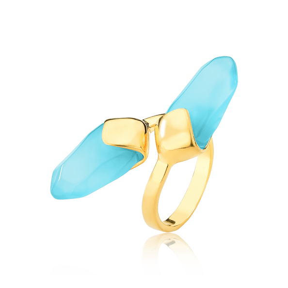 Anel Difluence - Ágata Azul Céu Semijoias de luxo e design exclusivo