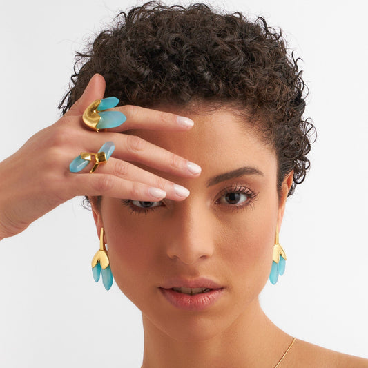 Anel Difluence - Ágata Azul Céu Semijoias de luxo e design exclusivo