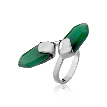 Anel Difluence com Ágata Verde em banho ouro 18k | Anel feminino Aimer Joias
