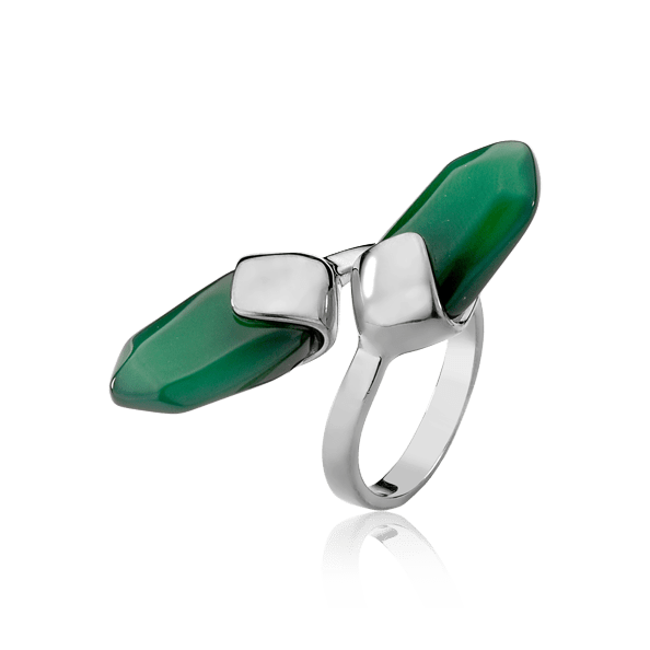 Anel Difluence - Ágata Verde Semijoias de luxo e design exclusivo