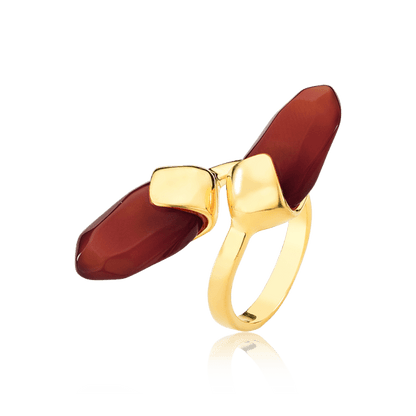 Anel Difluence - Ágata Vermelha Semijoias de luxo e design exclusivo
