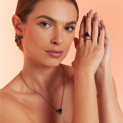 Anel Dynamís - Obsidiana Negra Semijoias de luxo e design exclusivo