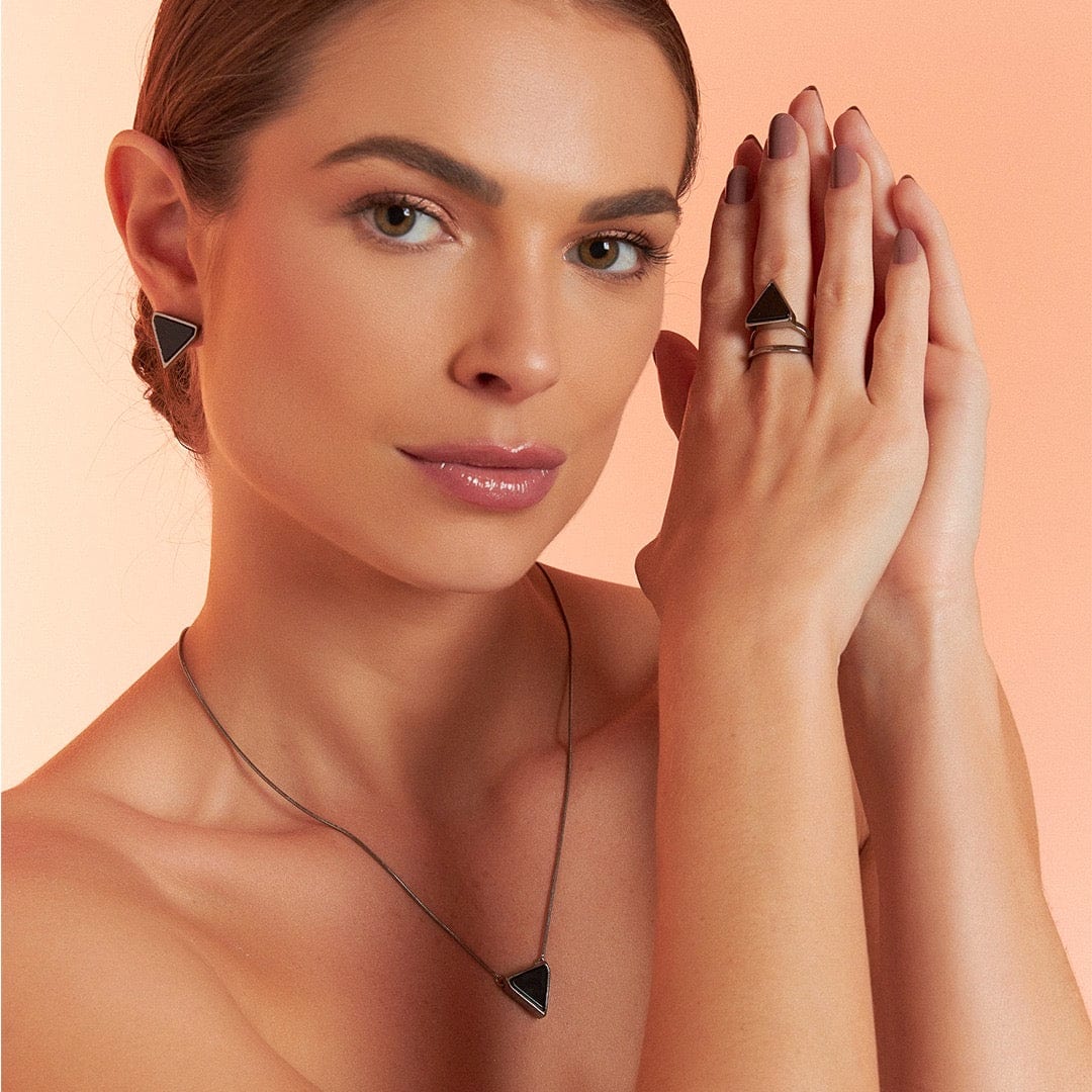 Anel Dynamís - Obsidiana Negra Semijoias de luxo e design exclusivo