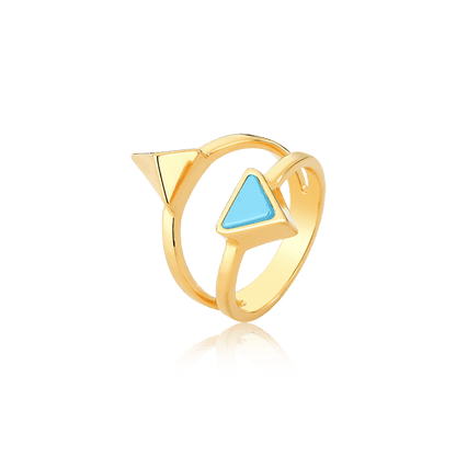 Anel Dýo - Ágata Azul Céu Semijoias de luxo e design exclusivo