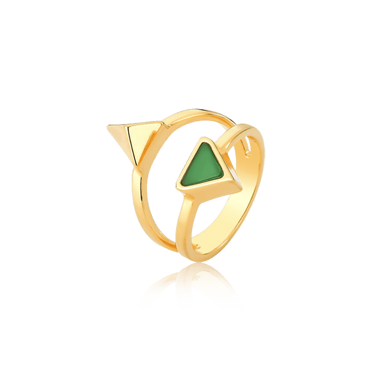 Anel Dýo - Ágata Verde Semijoias de luxo e design exclusivo