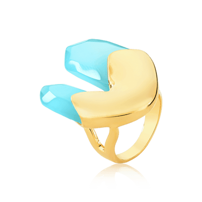 Anel Élémentaire - Ágata Azul Céu Semijoias de luxo e design exclusivo