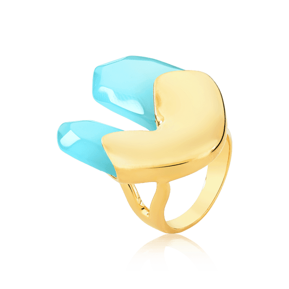 Anel Élémentaire - Ágata Azul Céu Semijoias de luxo e design exclusivo