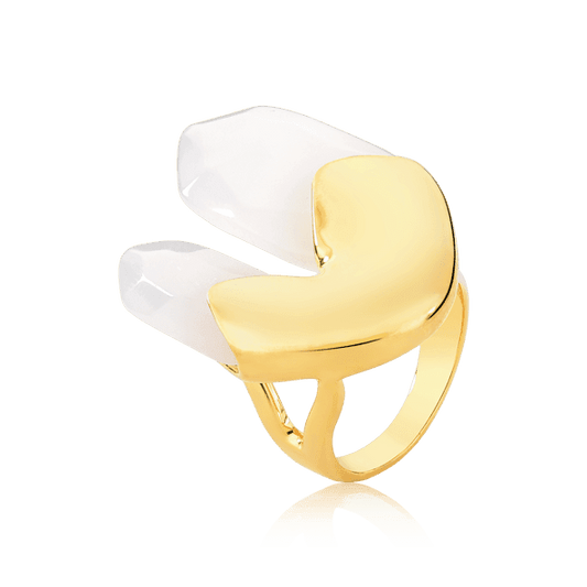 Anel Élémentaire - Ágata Branca Semijoias de luxo e design exclusivo