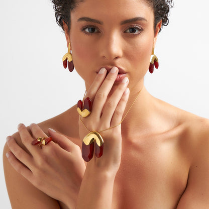 Anel Élémentaire - Ágata Vermelha Semijoias de luxo e design exclusivo