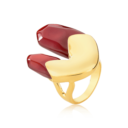 Anel Élémentaire - Ágata Vermelha Semijoias de luxo e design exclusivo