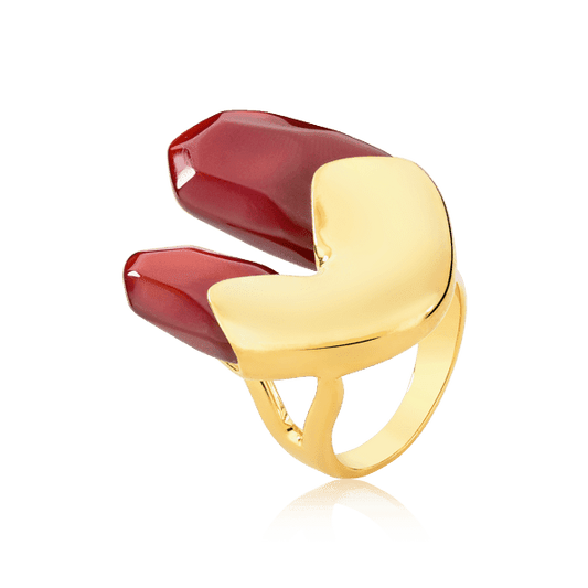 Anel Élémentaire - Ágata Vermelha Semijoias de luxo e design exclusivo