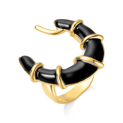 Anel Entrelaço - Esmaltação Preta Semijoias de luxo e design exclusivo