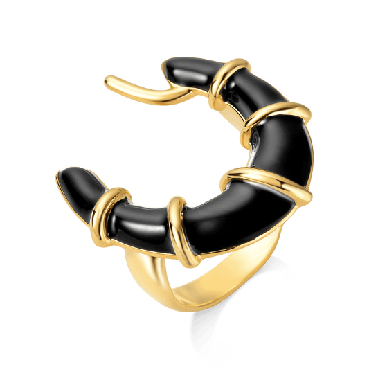 Anel Entrelaço - Esmaltação Preta Semijoias de luxo e design exclusivo