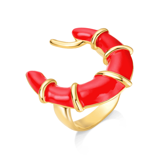 Anel Entrelaço - Esmaltação Vermelha Semijoias de luxo e design exclusivo