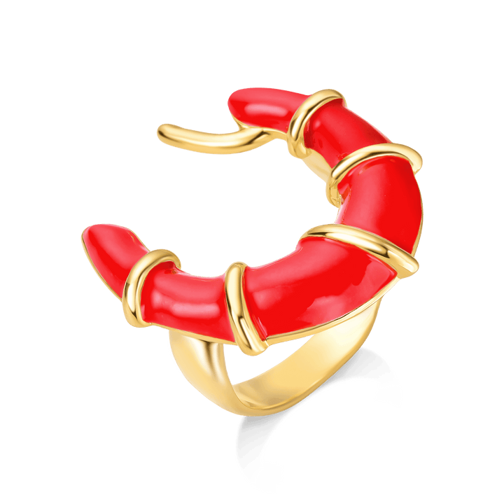 Anel Entrelaço - Esmaltação Vermelha Semijoias de luxo e design exclusivo