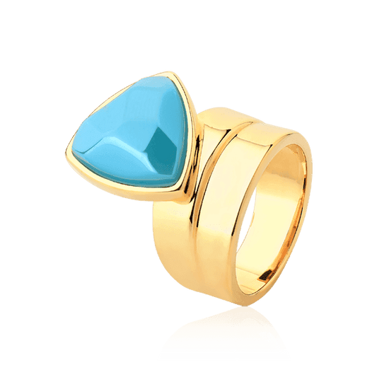 Anel Equilíbrio - Ágata Azul Céu Semijoias de luxo e design exclusivo