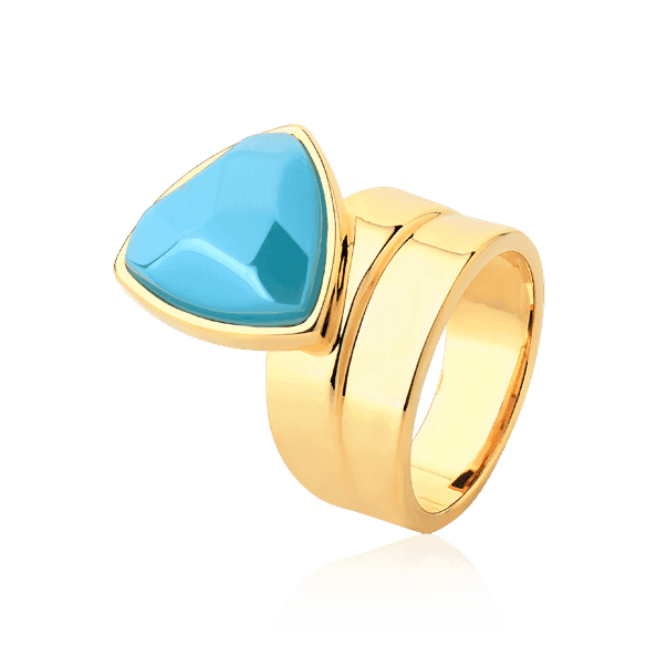 Anel Equilíbrio - Ágata Azul Céu Semijoias de luxo e design exclusivo