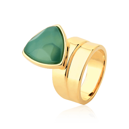 Anel Equilíbrio - Ágata Verde Semijoias de luxo e design exclusivo