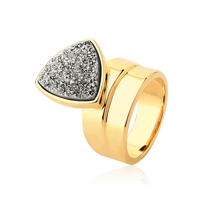 Anel Equilíbrio - Drusa Platina Semijoias de luxo e design exclusivo