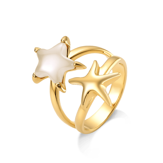 Anel Estelar - Ágata Branca Semijoias de luxo e design exclusivo