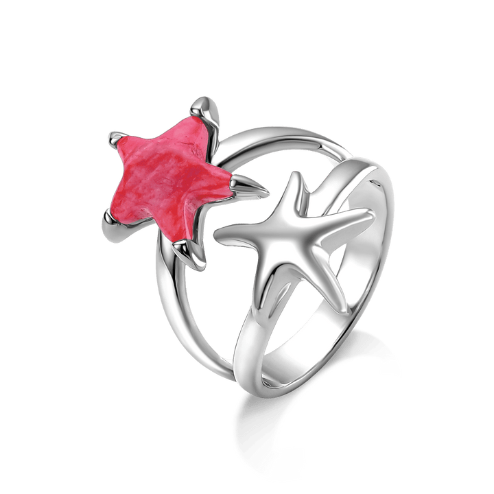 Anel Estelar -  Feldspato Vermelho Semijoias de luxo e design exclusivo