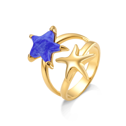 Anel Estelar - Quartzo Azul Anil Semijoias de luxo e design exclusivo