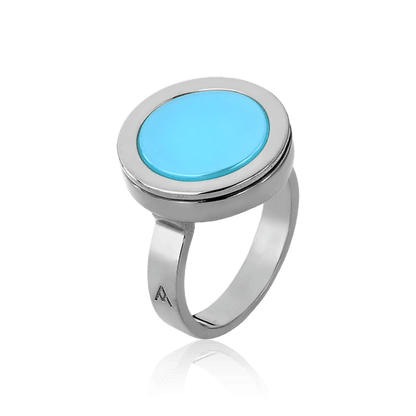 Anel Eterno - Ágata Azul Céu Semijoias de luxo e design exclusivo