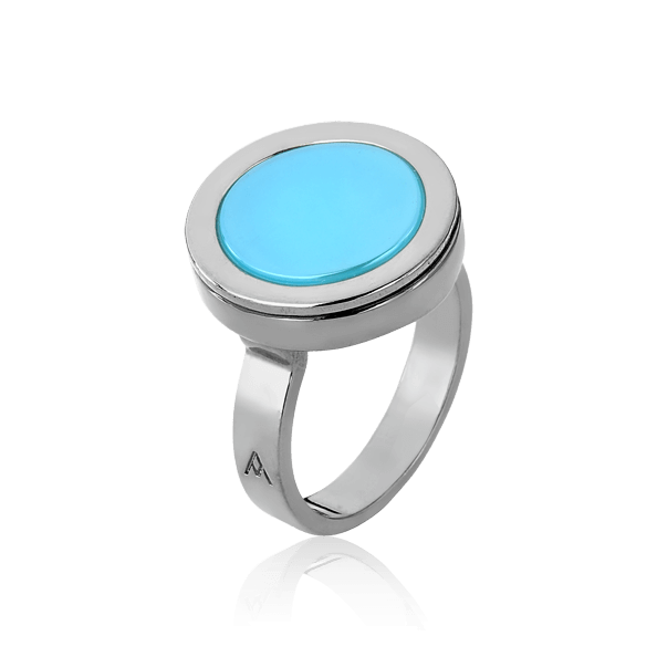 Anel Eterno - Ágata Azul Céu Semijoias de luxo e design exclusivo