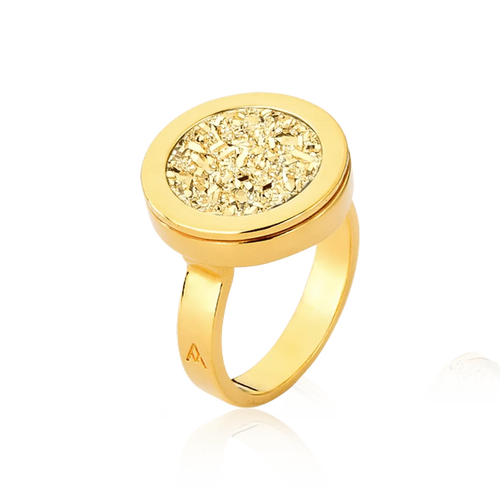 Anel Eterno com Drusa Ouro, banhado a ouro 18k