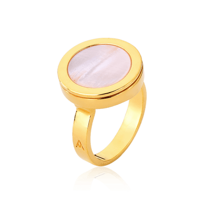 Anel Eterno - Madrepérola Rosa Semijoias de luxo e design exclusivo