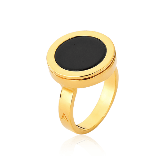 Anel Eterno - Obsidiana Negra Semijoias de luxo e design exclusivo