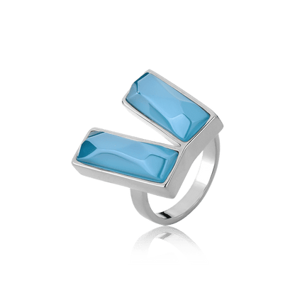 Anel Harmonie - Ágata Azul Céu Semijoias de luxo e design exclusivo