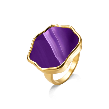 Anel Iduna - Ágata Roxa Listrada Semijoias de luxo e design exclusivo