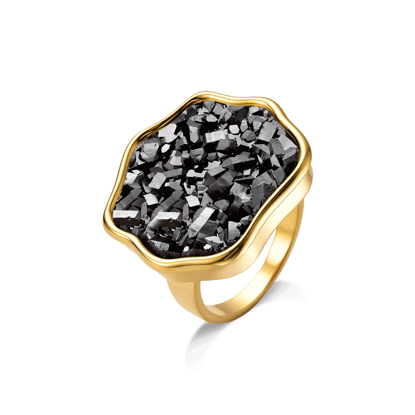 Anel Iduna - Drusa Negra Semijoias de luxo e design exclusivo