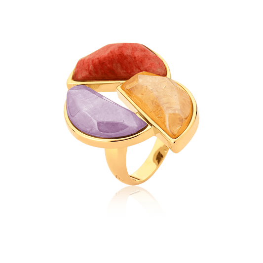 Anel Impacto - Citrino/Ametista/Laranja Semijoias de luxo e design exclusivo