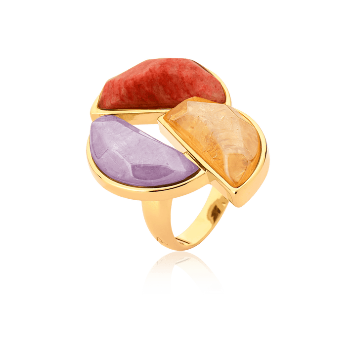 Anel Impacto - Citrino/Ametista/Laranja Semijoias de luxo e design exclusivo