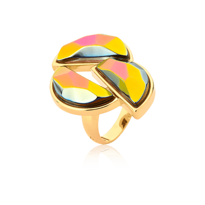Anel Impacto - Cristal Multicolorido Semijoias de luxo e design exclusivo