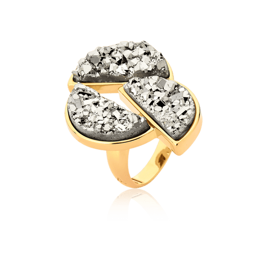 Anel Impacto - Drusa Platina Semijoias de luxo e design exclusivo