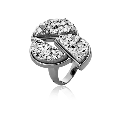 Anel Impacto - Drusa Platina Semijoias de luxo e design exclusivo