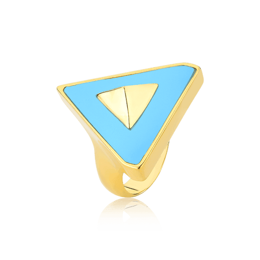 Anel Imperium - Ágata Azul Céu Semijoias de luxo e design exclusivo