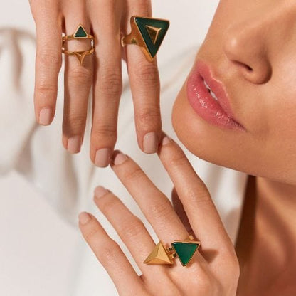 Anel Imperium - Ágata Verde Semijoias de luxo e design exclusivo