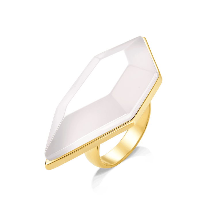 Anel Impulso - Ágata Branca Semijoias de luxo e design exclusivo