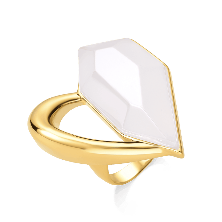 Anel Intensa - Ágata Branca Semijoias de luxo e design exclusivo