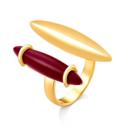 Use o Anel Intuir com: Resina Italiana Azul Vinho e Banho de Ouro 18K para atrair força e inteligência emocional. AIMER JOAIS