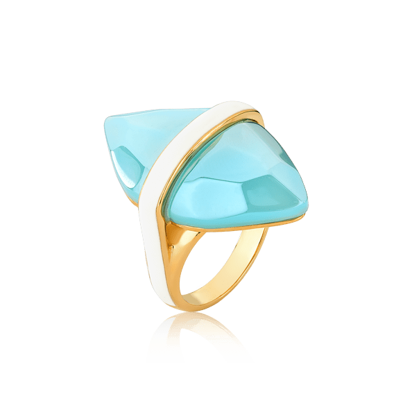Anel Kahina - Ágata Azul Céu Semijoias de luxo e design exclusivo