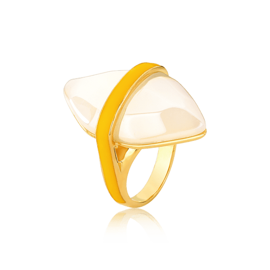 Anel Kahina - Ágata Branca Semijoias de luxo e design exclusivo