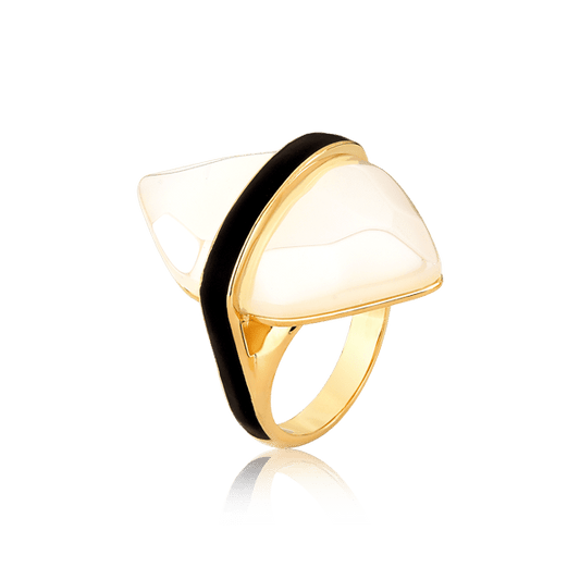 Anel Kahina - Ágata Branca Semijoias de luxo e design exclusivo