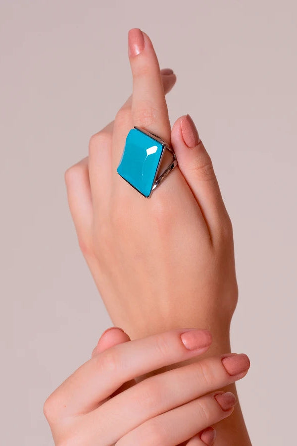 Anel Lírio - Ágata Azul Céu