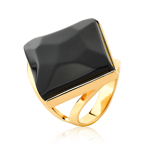 Anel Lírio - Obsidiana Negra Semijoias de luxo e design exclusivo